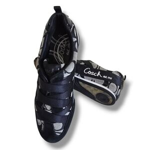 COACH Women's Harmonie Black & White Monogram Logo Patterned Sneaker Shoes